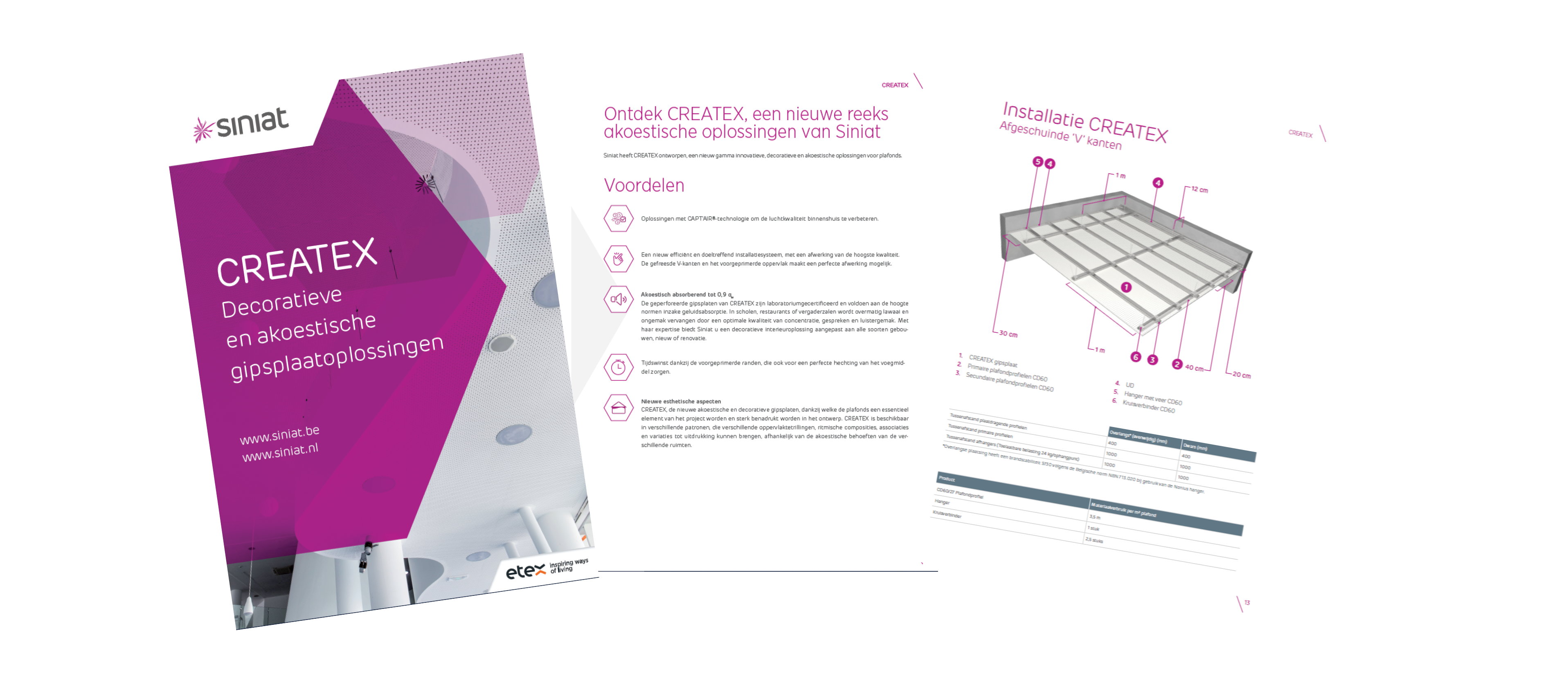 CREATEX brochure van Siniat in een waaier